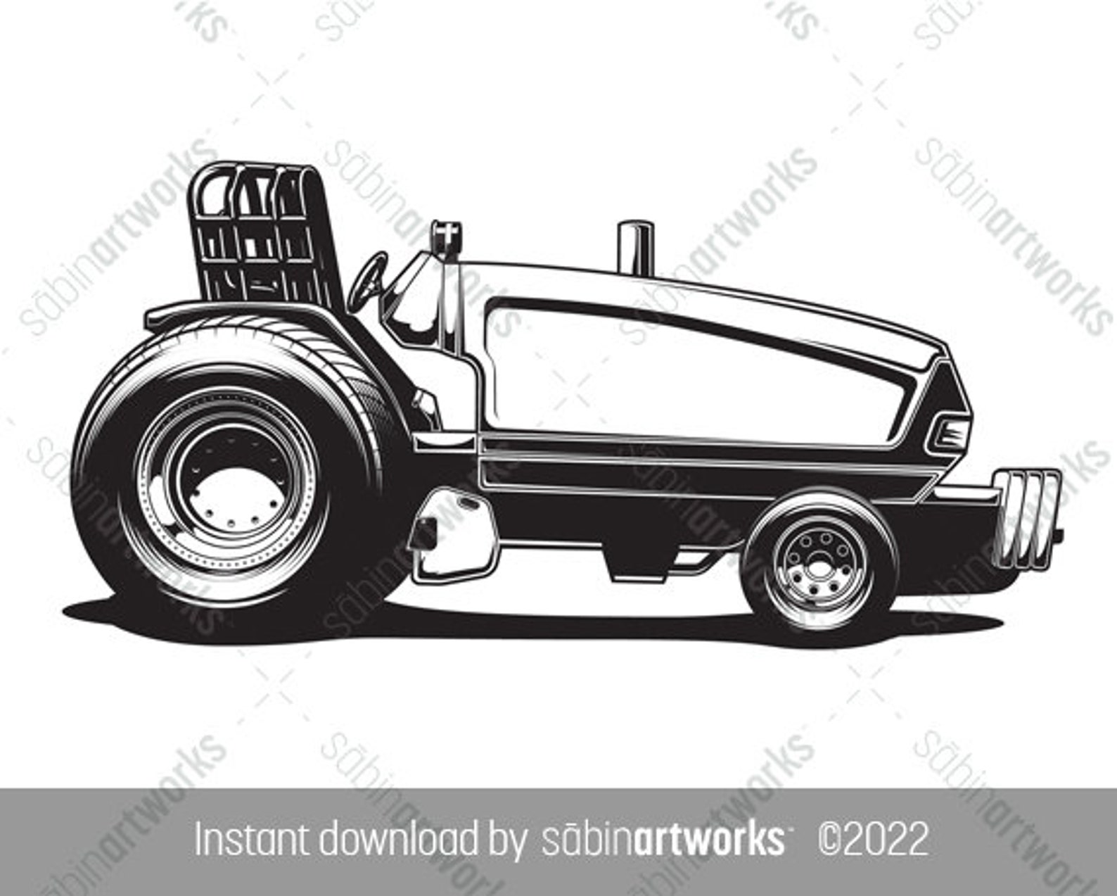 Tractor Illustration, Competitive Tractor Pull, Race Tractor Drawing