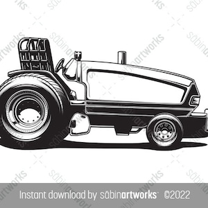 Tractor Illustration, Competitive Tractor Pull, Race Tractor Drawing, Tractor Competition, Instant Download, SVG Cricut File