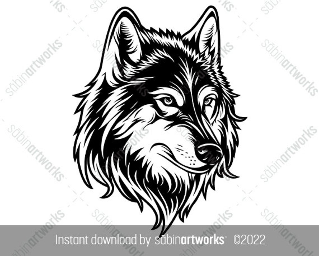 wolf black and white clipart