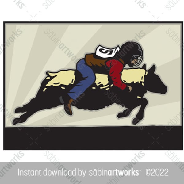 Mutton Bustin Rodeo Image Instant Download, Mutton Busting Rodeo Competition, Rodeo Poster Flyer, JPG Rodeo Illustration, Rodeo Decor