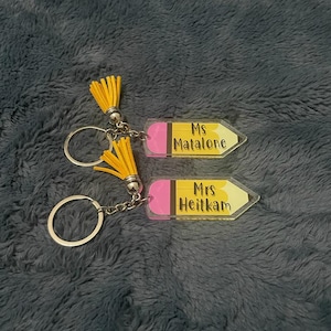 Pencil Keychain Personalized Gift, School Friends gift, End of school year gift, Teacher Appreciation, Educator, Backpack Tag, Custom gift