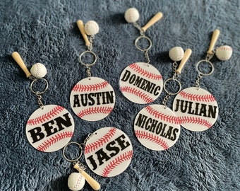 Personalized Baseball keychain /Gift for Baseball player/ Baseball Gift/Baseball mom/Baseball party /Bat Bag name tag / Party Favor/mini bat