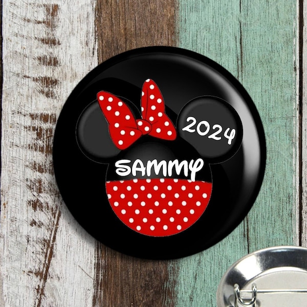 Personalized Minnie Mouse Polka Dot Button