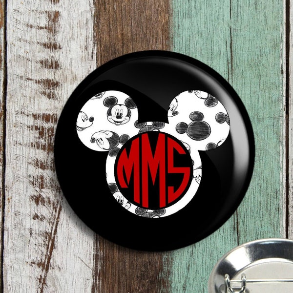 Personalized Pencil Perfect Mickey Monogram Button