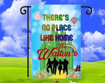 Personalized There&#39;s No Place Like Home Yard Flag