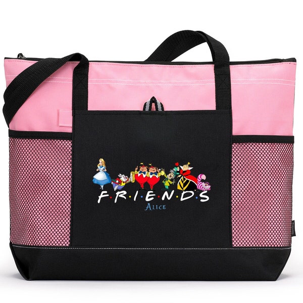 Personalized Alice and Friends, Alice in Wonderland Tote Bag, Available in 7 colors