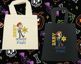 Personalized Howdy Folks, Woody Trick or Treat Bag, Canvas or Black