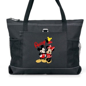 Personalized Mickey and Minnie Bashful Balloon Tote Bag, Available in 7 colors