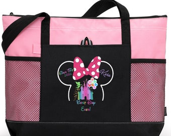 Personalized Rainbow Castle Girls Trip, Disney Tote Bag, Available in 7 colors