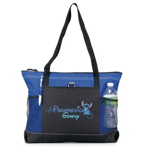 Personalized Stitch Paramedic, Nurse, CNA, MA Tote Bag, Available in 7 colors Blue