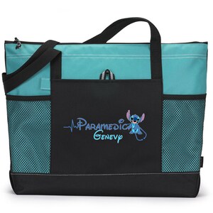 Personalized Stitch Paramedic, Nurse, CNA, MA Tote Bag, Available in 7 colors Turquoise