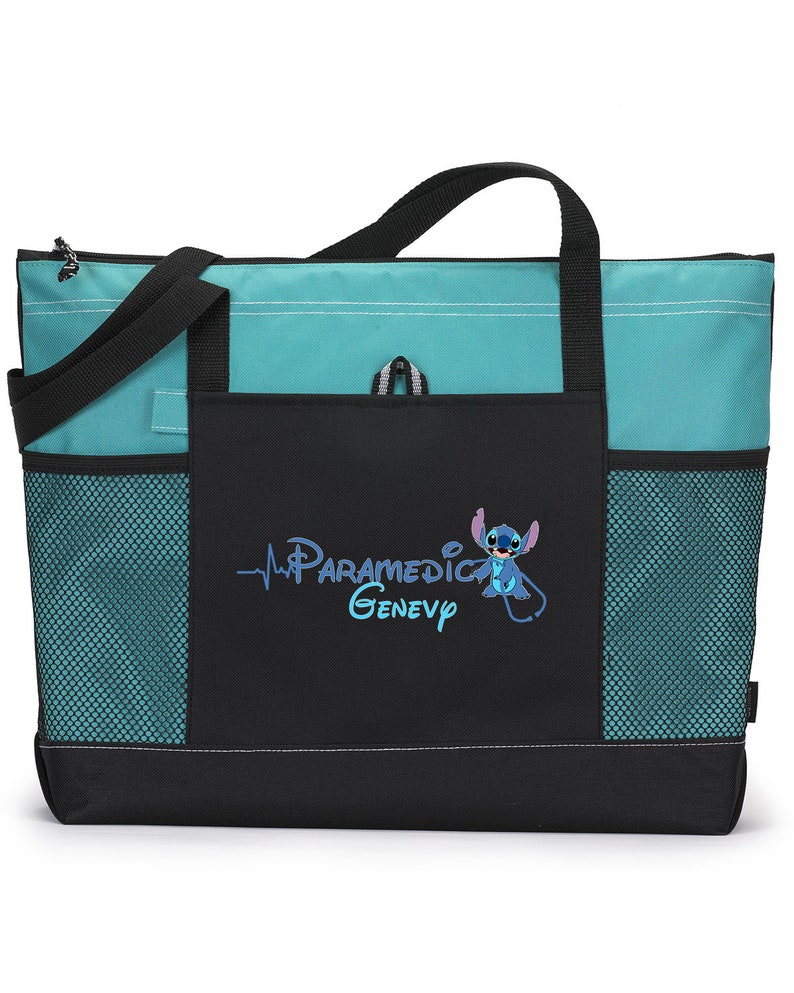 Personalized Stitch Paramedic, Nurse, CNA, MA Tote Bag, Available in 7 colors Turquoise