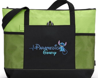 Personalized Stitch Paramedic, Nurse, CNA, MA Tote Bag, Available in 7 colors