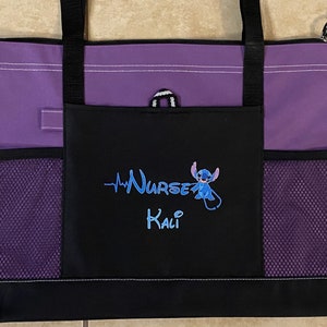 Personalized Stitch Paramedic, Nurse, CNA, MA Tote Bag, Available in 7 colors image 8