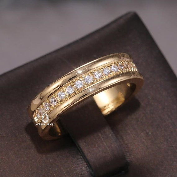 Full Eternity Band Round Moissanite Engagement Ring - Etsy