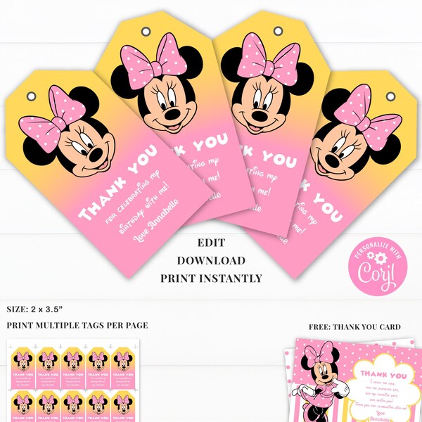 Minnie Mouse Labels - Etsy