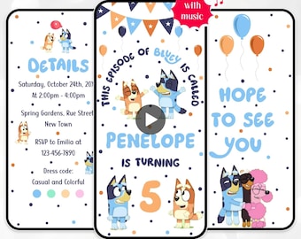 Bluey Geburtstagseinladung Digital Bluey Geburtstagseinladung Bluey Video Geburtstagseinladung Bluey animierte Geburtstagseinladung Bluey einladen