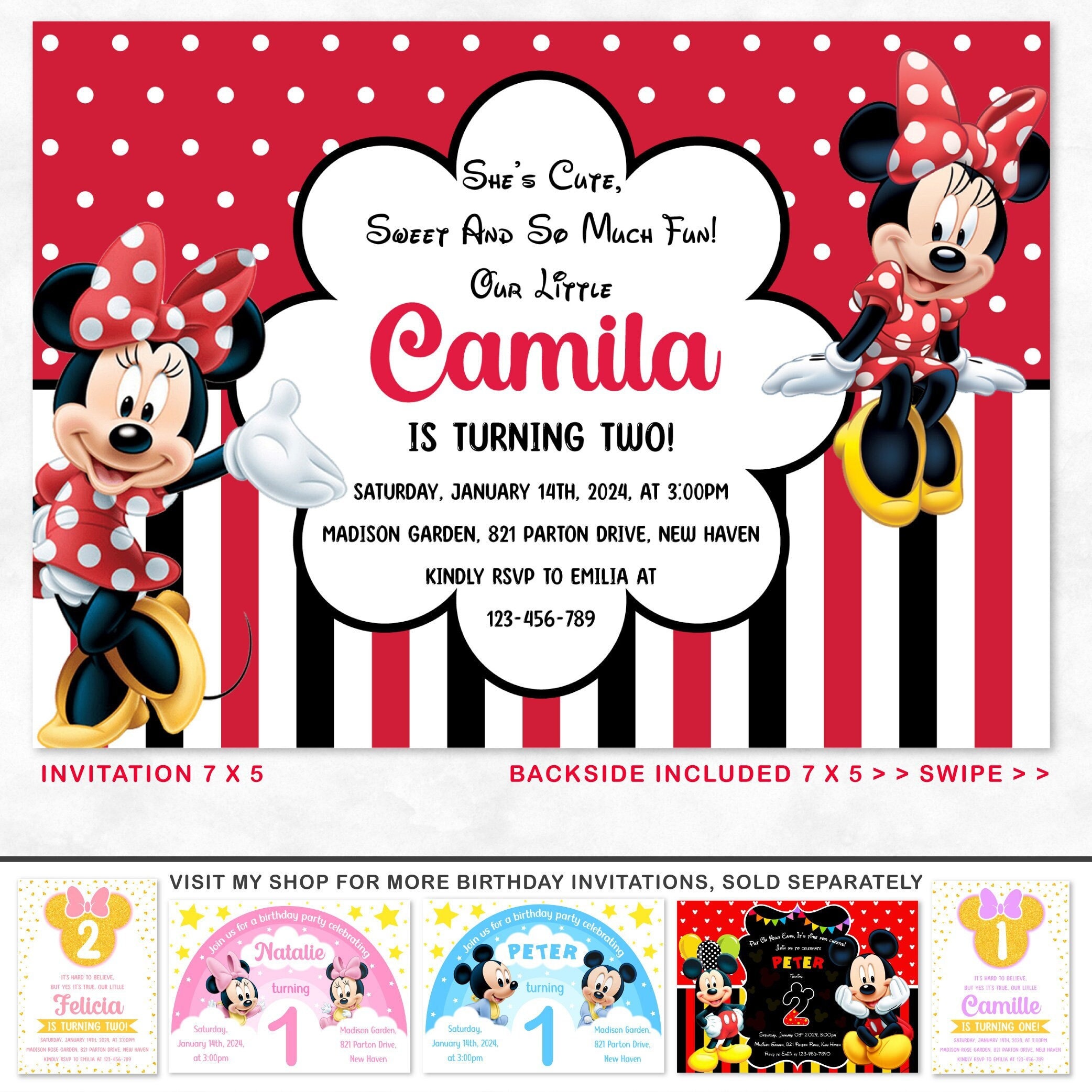 Editable Red Minnie Mouse Birthday Invitation Template Etsy Editable Red Minnie Mouse Birthday Invitation Template Etsy