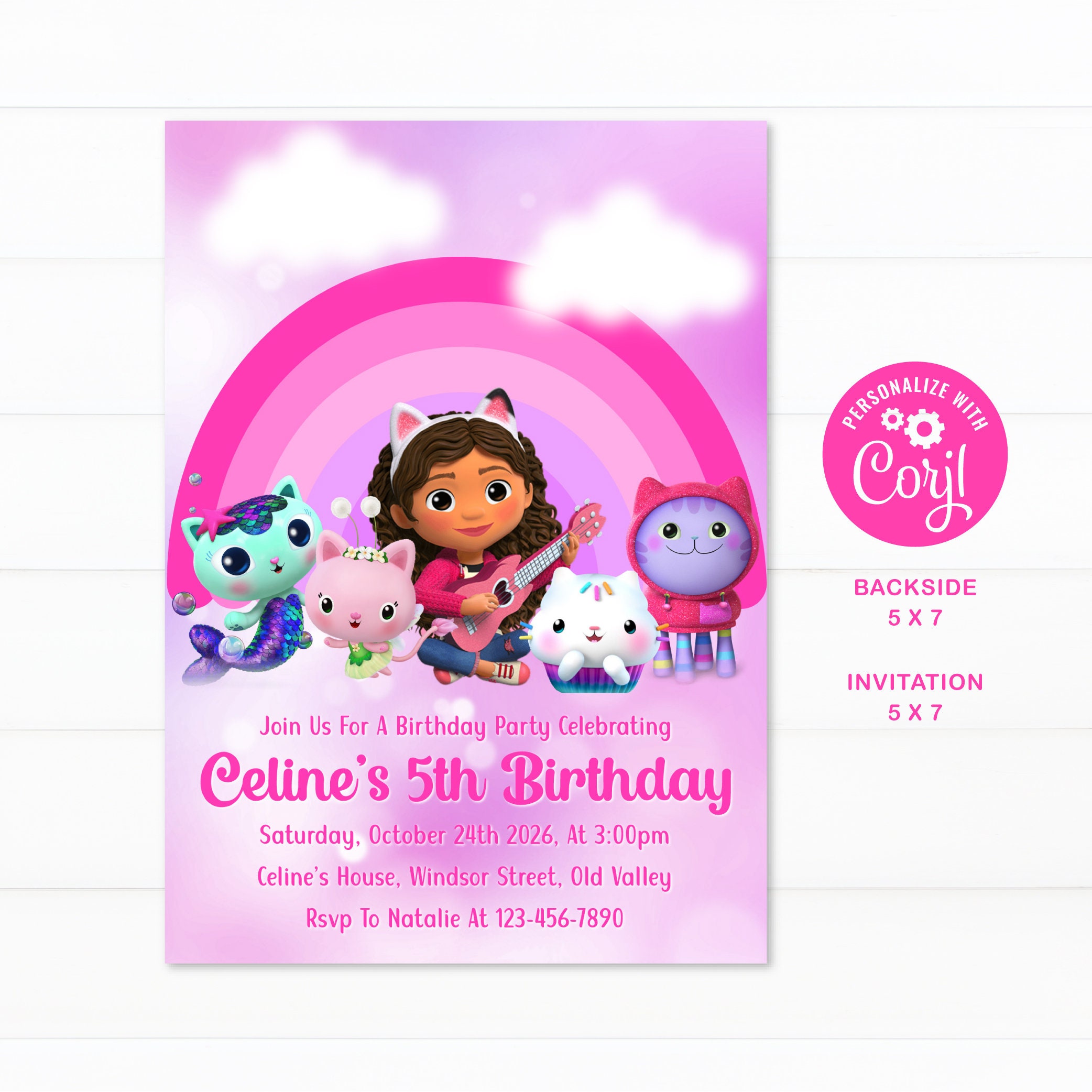 Gabbys Dollhouse Birthday Invitation Gabby Dollhouse Birthday - Etsy