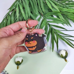 Black Brown Dog Pet Acrylic Keychain | Kawaii Chibi Key Charm | Cartoon Keyring