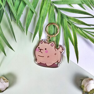 Cream Dog Pet Acrylic Keychain | Kawaii Chibi Key Charm | Cartoon Keyring