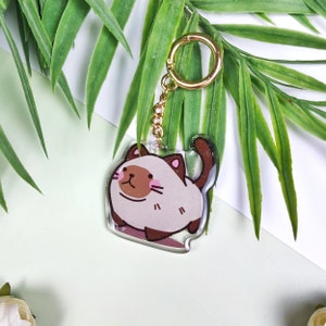 Siamese Cat Pet Acrylic Keychain | Kawaii Chibi Key Charm | Neko Cartoon Keyring