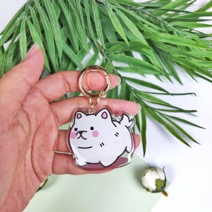 White Dog Pet Acrylic Keychain | Kawaii Chibi Key Charm | Cartoon Keyring