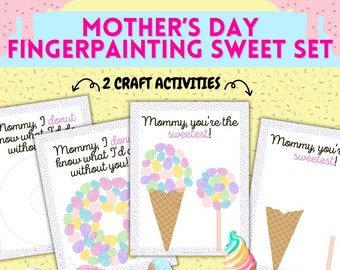 Mother's Day Finger Paint Sweets Craft Set, Fun DIY Gift for Kids, Mother's Day Gift