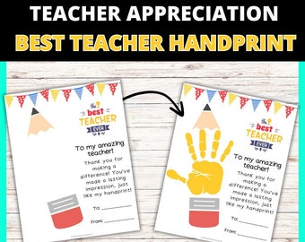 Teacher Appreciation Week, Best Teacher Handprint Gift