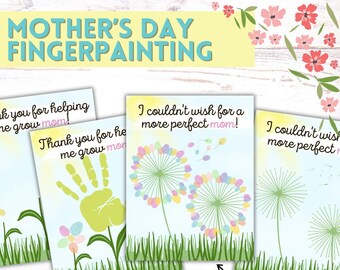 Mother's Day Fingerpainting Craft - Printable DIY Craft for Kids - Personalized Handprint Art Gift