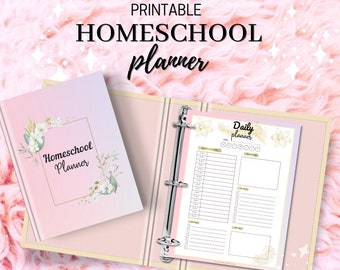 Homeschool Planner Printable - Elegant Multi-Subject Organizer for Effective Lesson Planning & Tracking