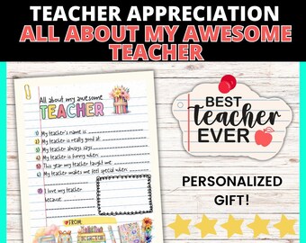 Personalized Teacher Appreciation Letter, Printable Teacher Appreciation Gift, End of Year Teacher Gift