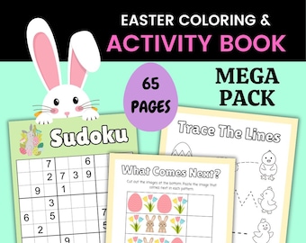 Easter Coloring and Activity Pack - 65 Pages of Fun, Printable Easter Coloring Pages, Placemats, Jokes, and Bookmarks for Kids