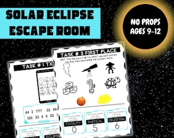 Solar Eclipse Escape Room Printable, At Home Escape Room