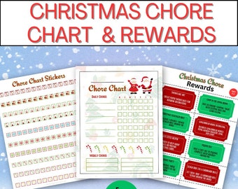 Christmas Chore Chart with Rewards for Little Helpers (Ages 5-6), Weekly Chore Chart, Rewards