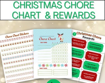 Christmas Chore Chart with Rewards for Little Champs (Ages 7-9), Weekly Chore Chart, Rewards