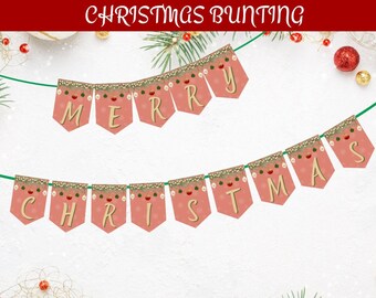 Merry Christmas Bunting Banner, Christmas Decorcations