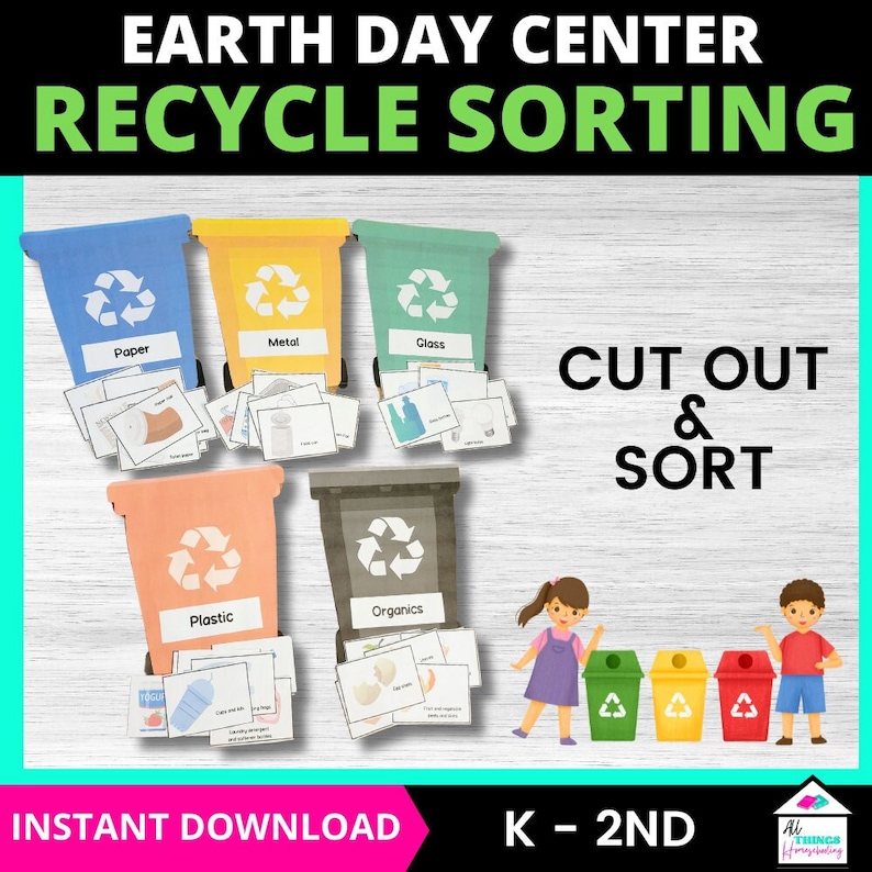Earth Day Recycling Sorting Game Earth Day Printables Preschool Earth Earth Day Recycling Sorting Game Earth Day Printables Preschool Earth