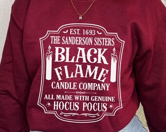 Black Flame Candle Sweatshirt, Halloween Crewneck Gift, Nostalgia Halloween Sweater, Sanderson Witchy Shirt, Spooky Season Gift for Witch