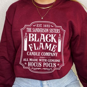 Black Flame Candle Sweatshirt, Halloween Crewneck Gift, Nostalgia Halloween Sweater, Sanderson Witchy Shirt, Spooky Season Gift for Witch