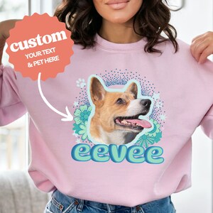 Custom Pet Sweatshirt, Your Pet Photo Crewneck, Personalized Dog Sweater, Gift for Dog Mom, Gift for Cat Lover, Customizable Portrait Shirt