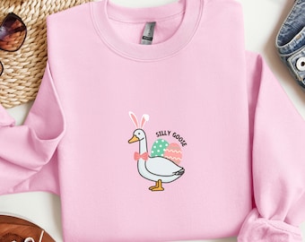 Easter Silly Goose Sweatshirt, Funny Goose Sweater, Easter Egg Goose Shirt, Silly Goose University, Funny Easter Gift for Her, Easter Shirt