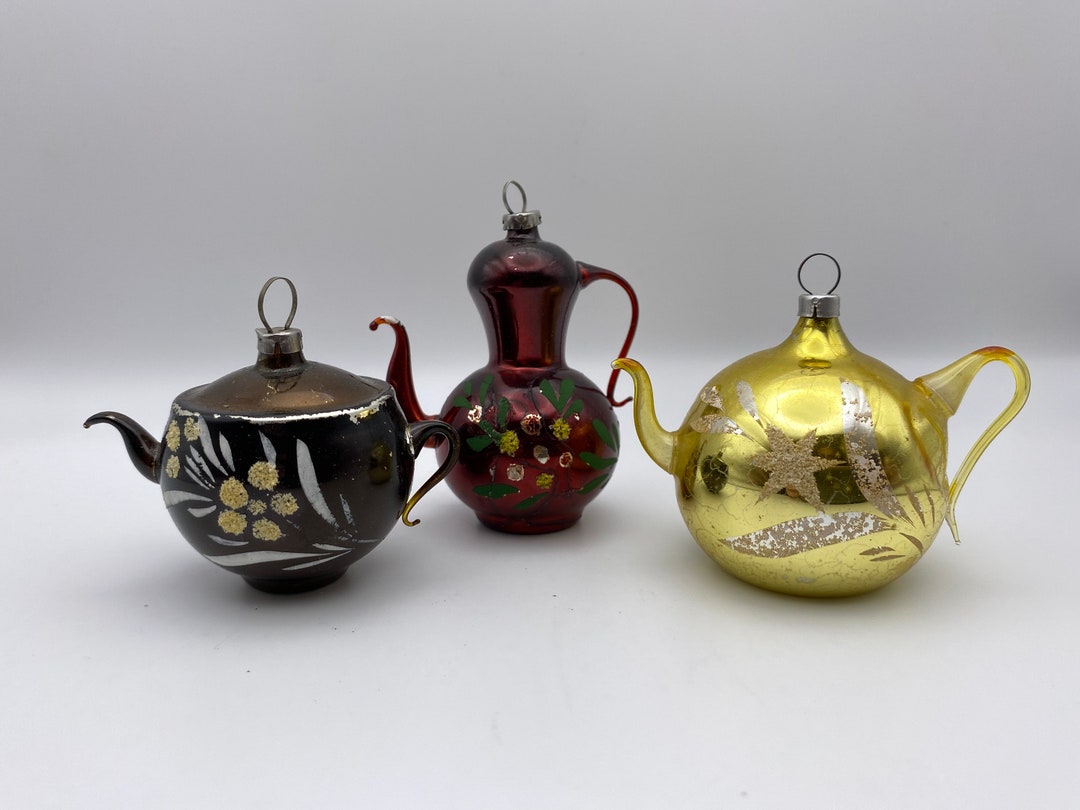 Vintage 1950s Handblown Glass Teapot Ornaments Etsy