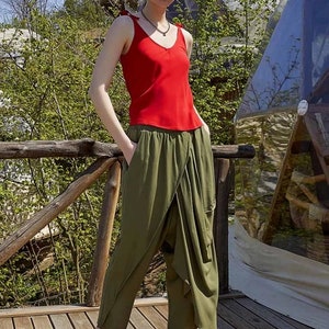 Olivia Front Wrap Boho Pant Khaki