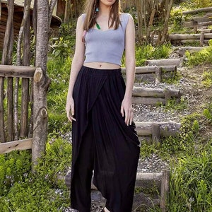 Olivia Front Wrap Boho Pant Black