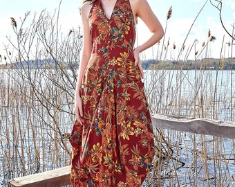 Floral Halter Dress with Side Pockets