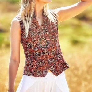 Dandelion Mandarin Collar Bohemian Style Natural Cotton Short Sleeve Blouse image 2