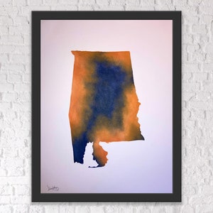 Mapa de estilo aquarela do Alabama (cores castanhas)