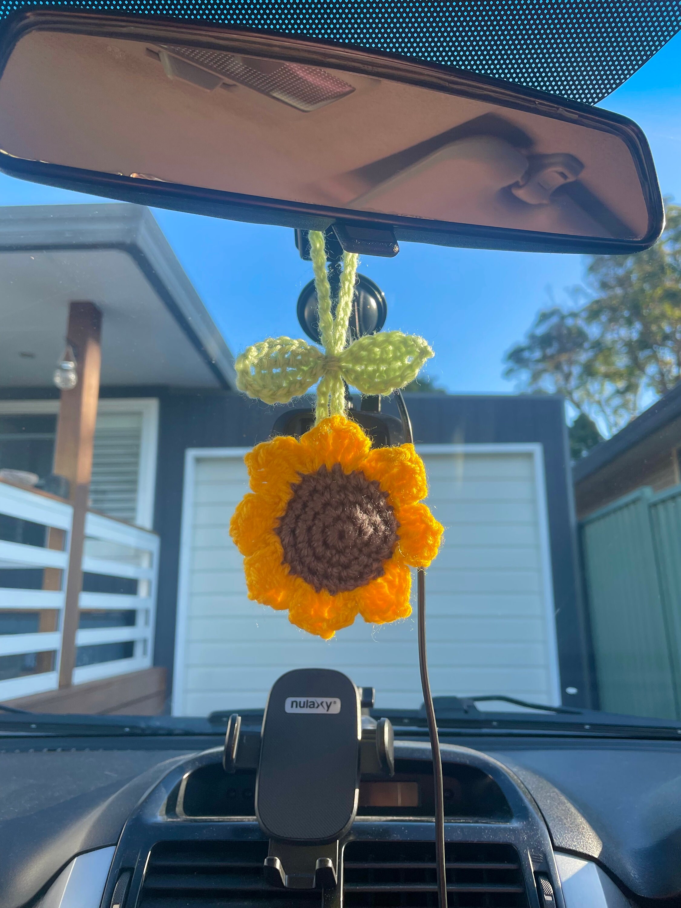 Crochet Sunflower Sunflower Car Mirror Hanging Mirror Etsy