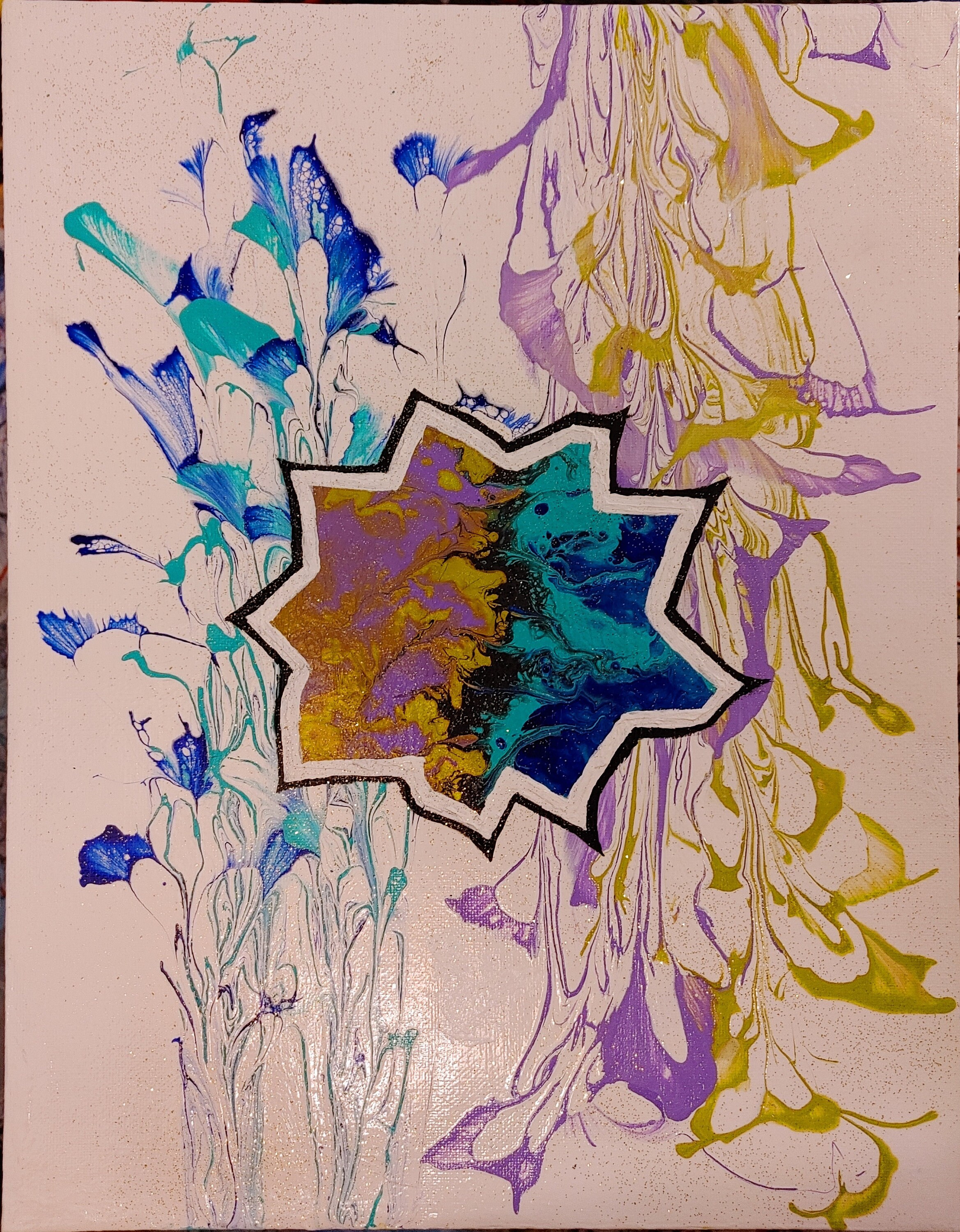 Acrylic String Pull Painting With Embellishment Etsy